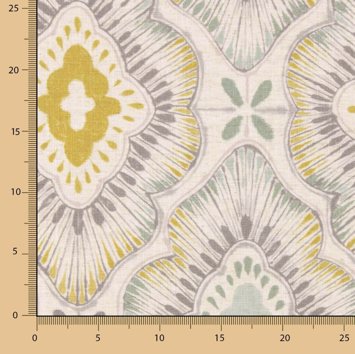 Lino Grueso Estampado Floral Mostaza - Ribes y Casals