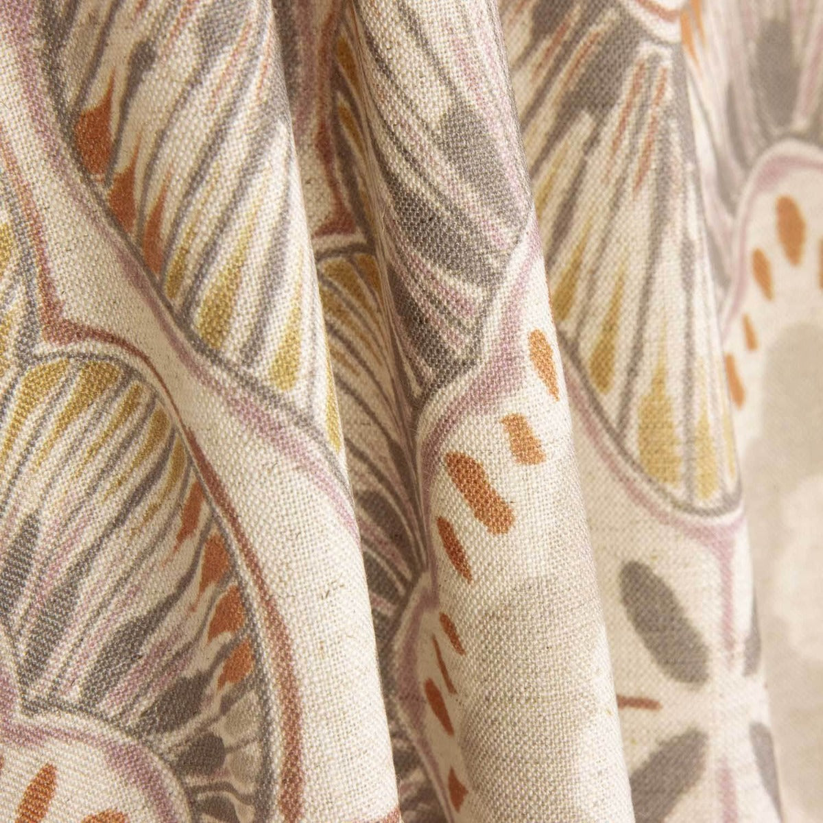 Lino Grueso Estampado Floral Teja - Ribes y Casals