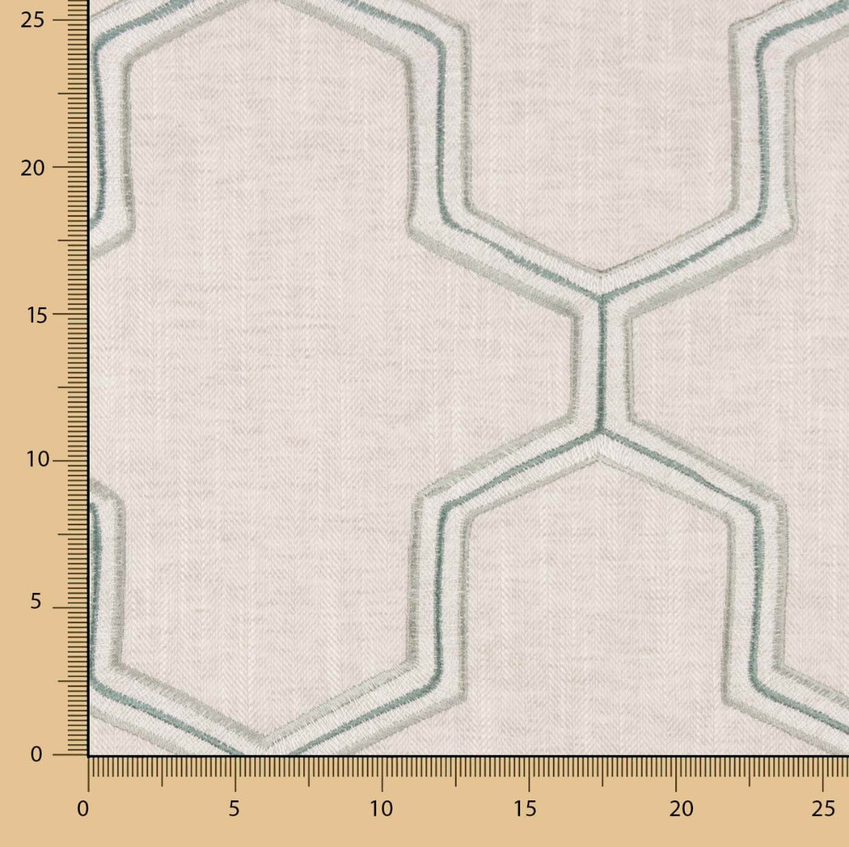 Tapicería Rústica Gruesa Gris Claro Bordado Hexa - Ribes y Casals