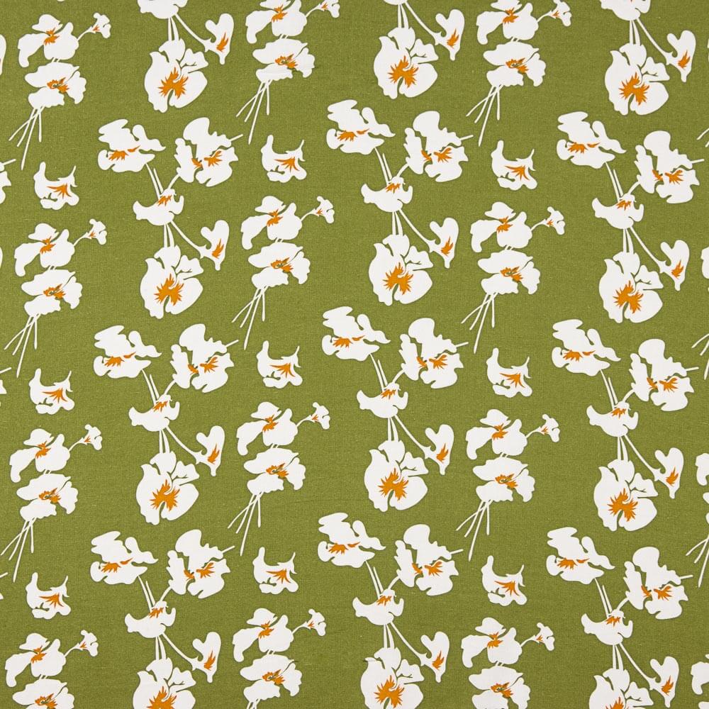 Lino Viscosa Floral Verde Kaki - Ribes y Casals