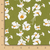 Lino Viscosa Floral Verde Kaki - Ribes y Casals