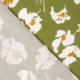 Lino Viscosa Floral Verde Kaki - Ribes y Casals
