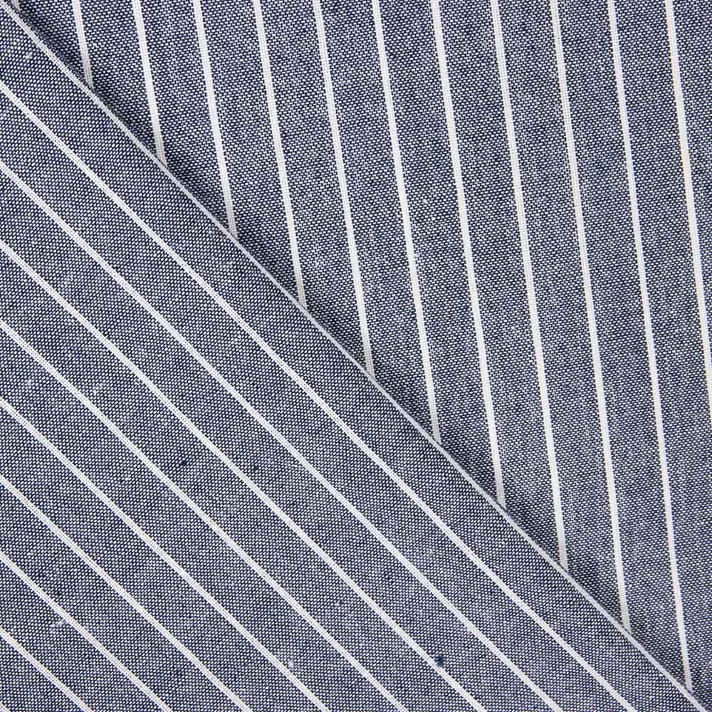 Lino Viscosa Oxford Rayado Azul - Ribes y Casals