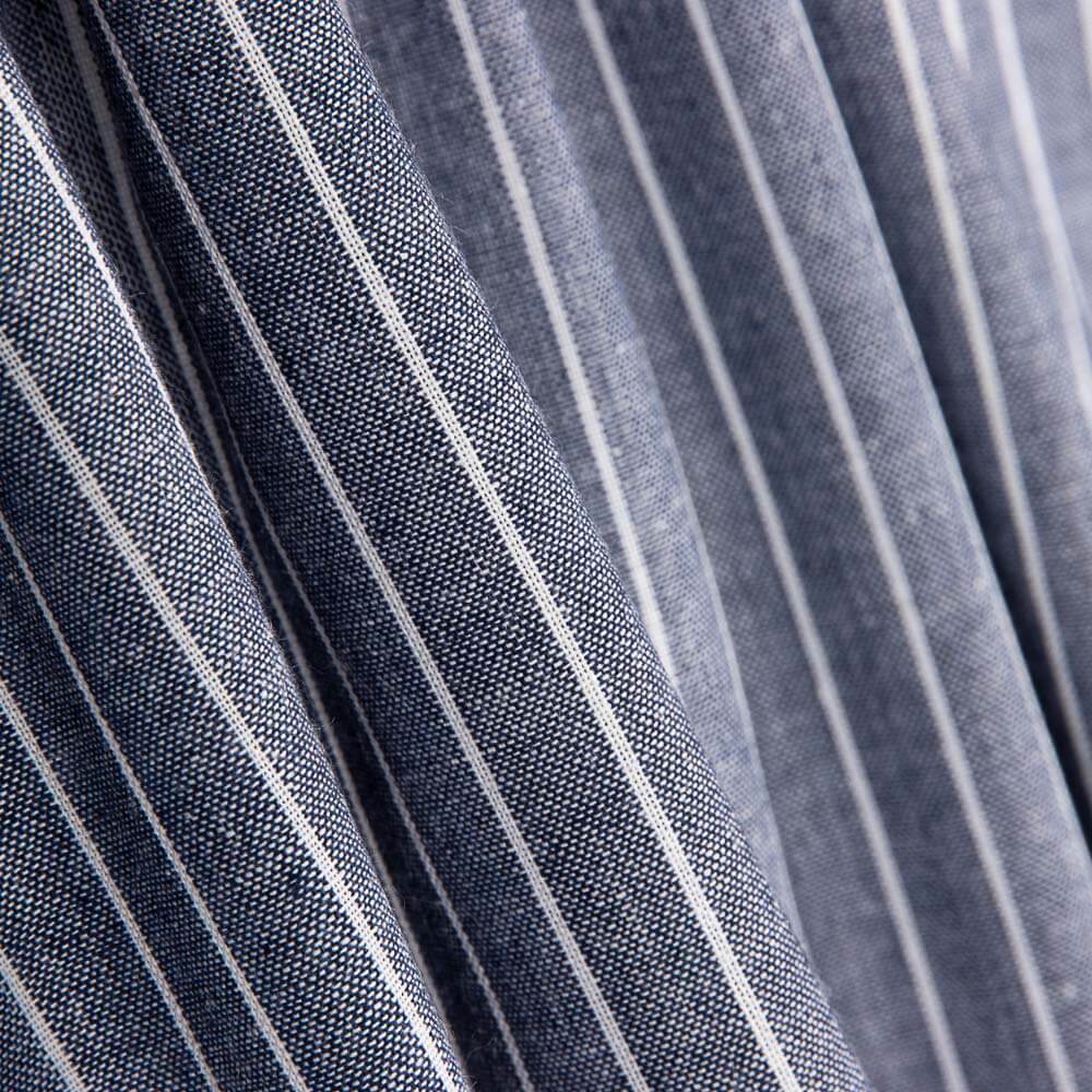 Lino Viscosa Oxford Rayado Azul - Ribes y Casals