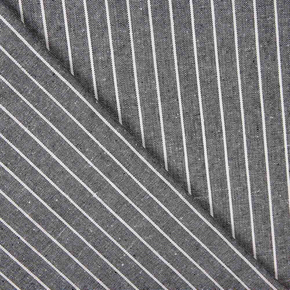 Lino Viscosa Oxford Rayado Gris Medio - Ribes y Casals