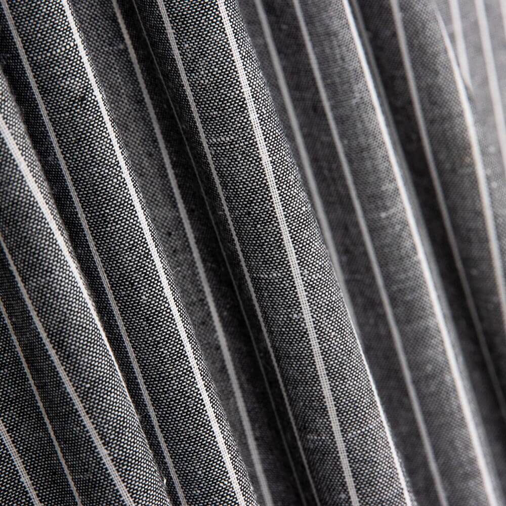 Lino Viscosa Oxford Rayado Gris Medio - Ribes y Casals