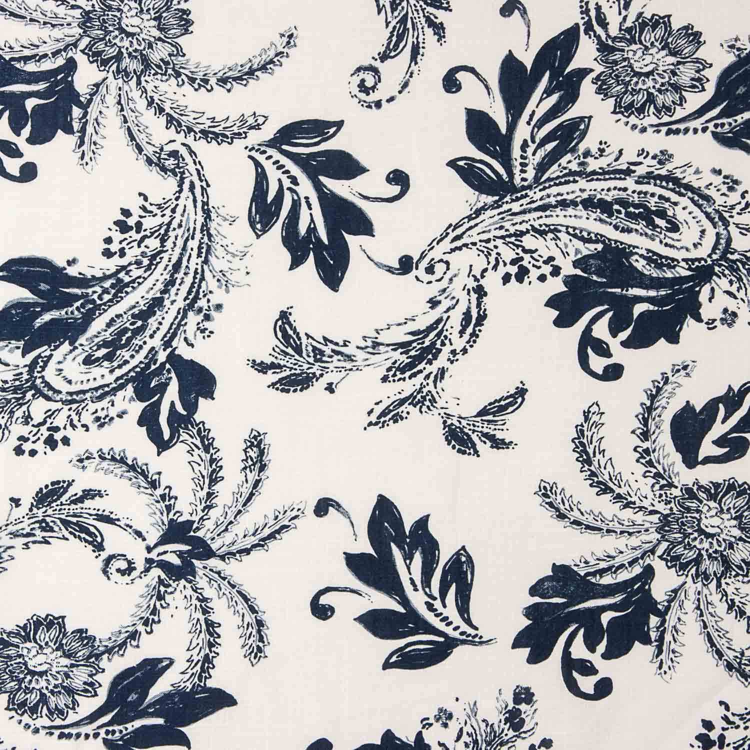 Algodón Lino Estampada Cachemir Azul Marino - Ribes y Casals