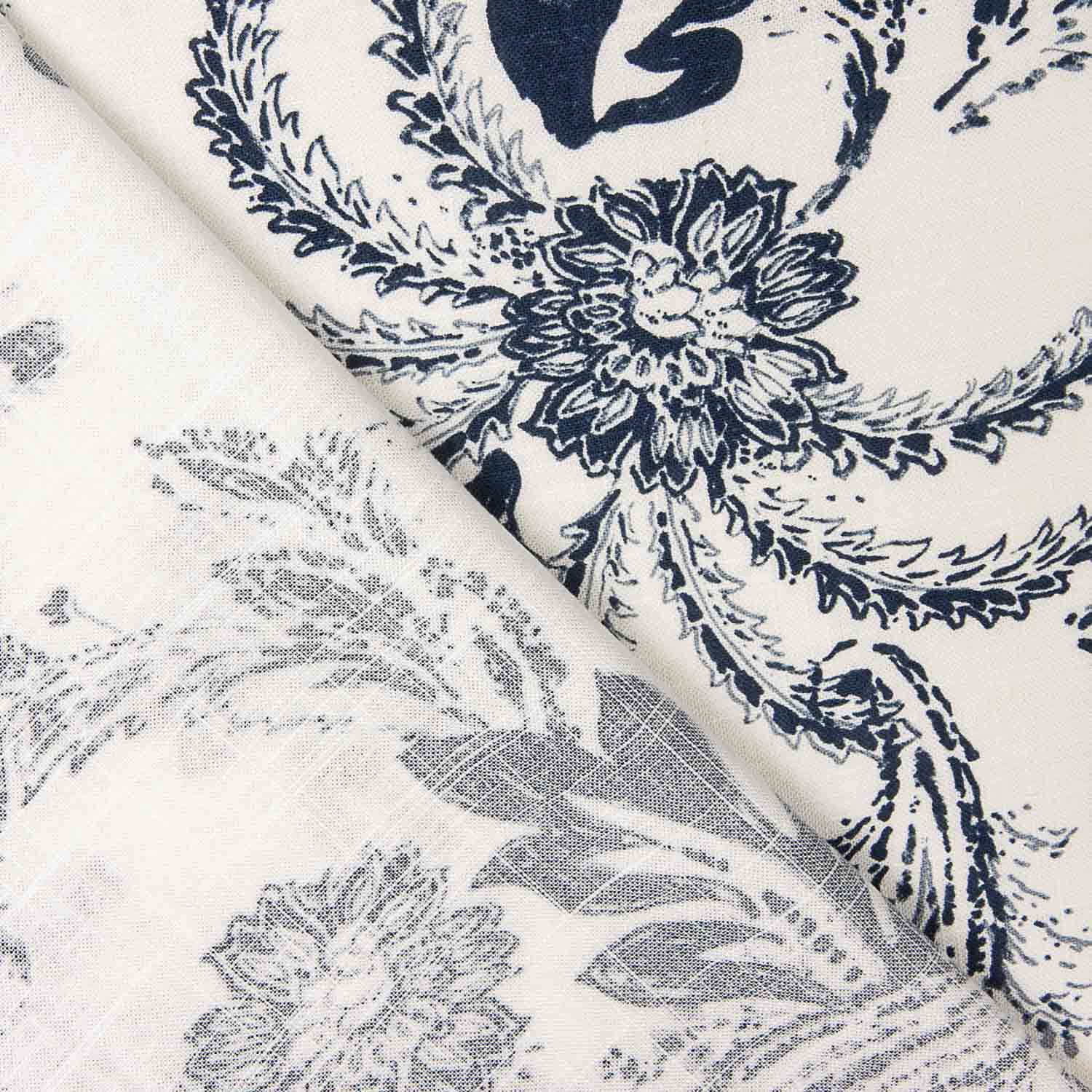 Algodón Lino Estampada Cachemir Azul Marino - Ribes y Casals