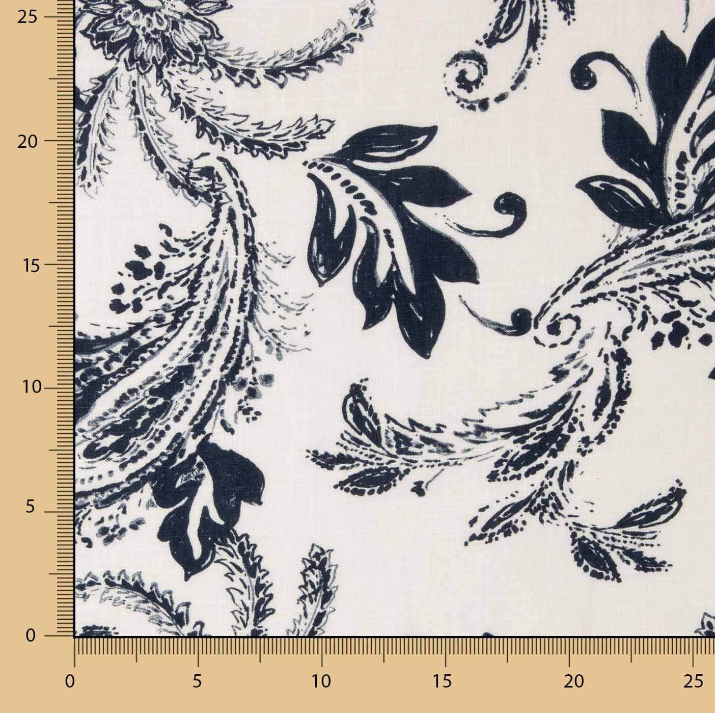 Algodón Lino Estampada Cachemir Azul Marino - Ribes y Casals