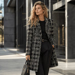 Tweed de Lana Mosaico Gris y Negro con Lúrex Dorado - Ribes y Casals