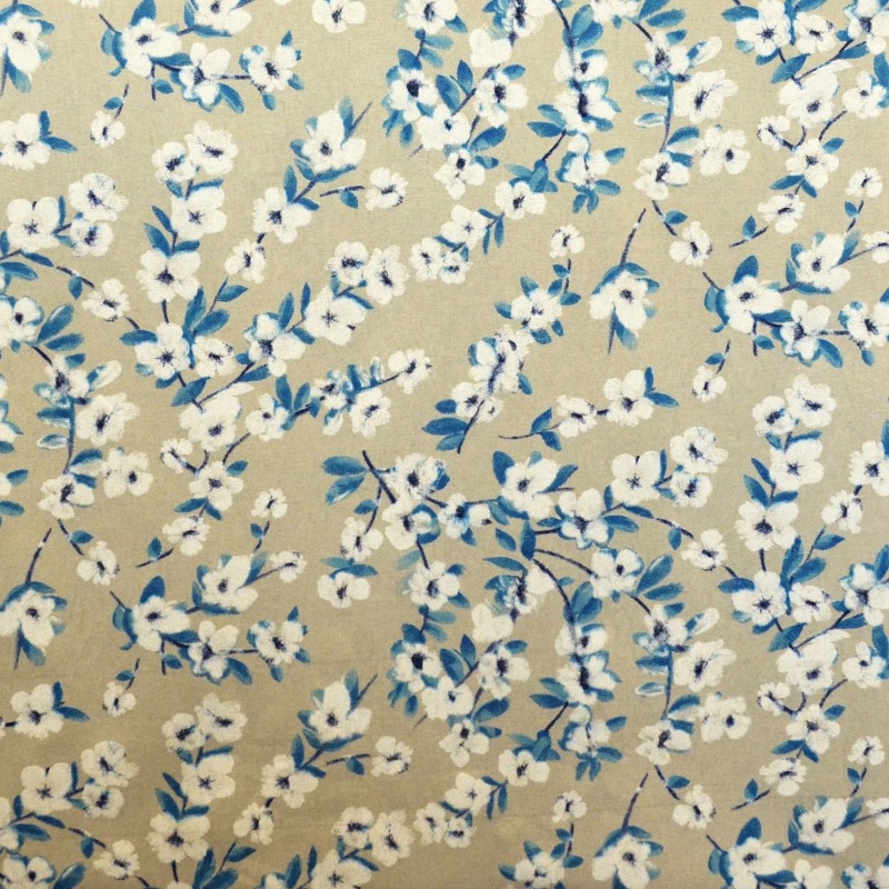 Lona Estampada Flor Aguamarina - Ribes y Casals