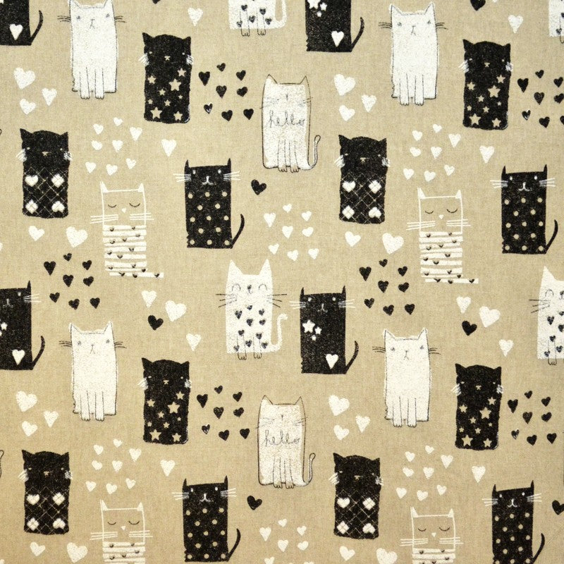Lona Estampada Gatitos Blanco Negro - Ribes y Casals