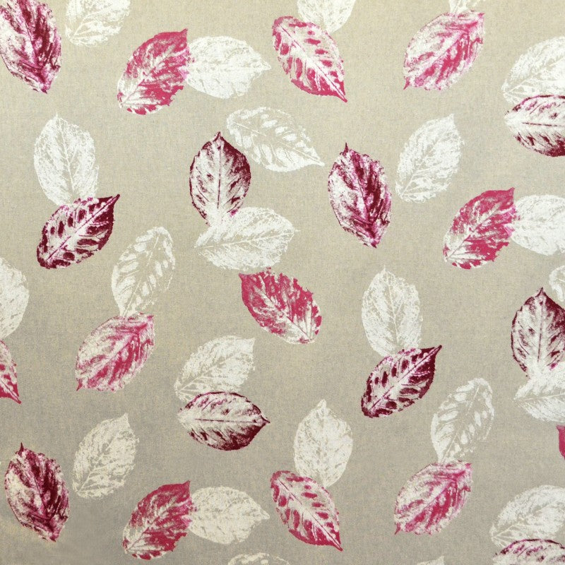 Lona Estampada Hojas Fucsia - Ribes y Casals