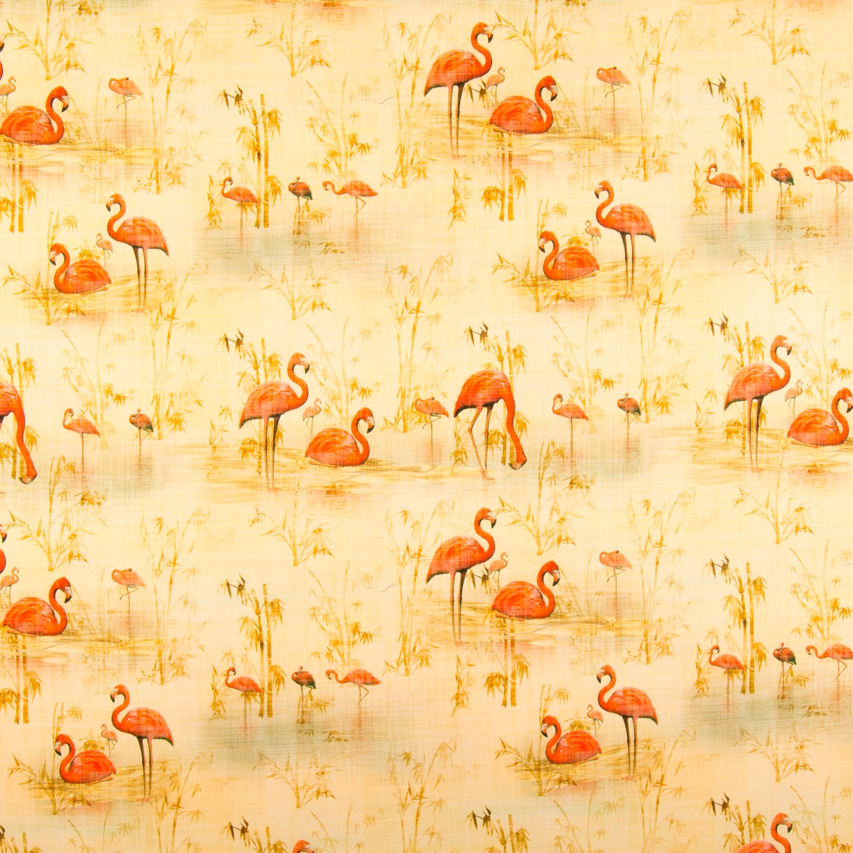 Loneta Algodón Flamencos Amarilla - Ribes y Casals