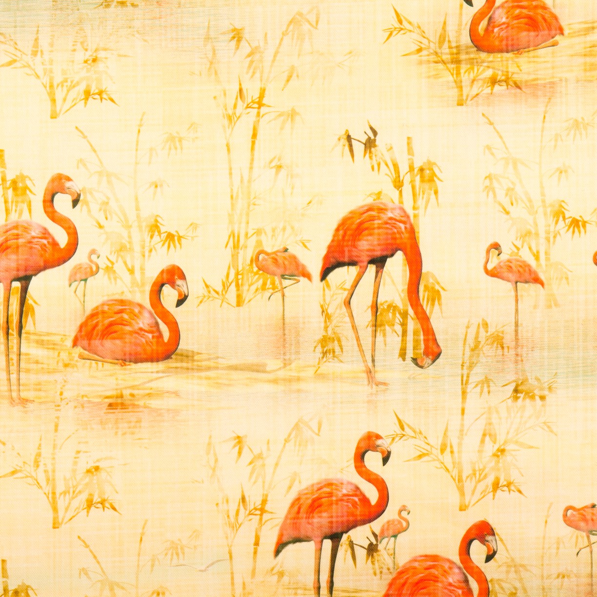 Loneta Algodón Flamencos Amarilla - Ribes y Casals