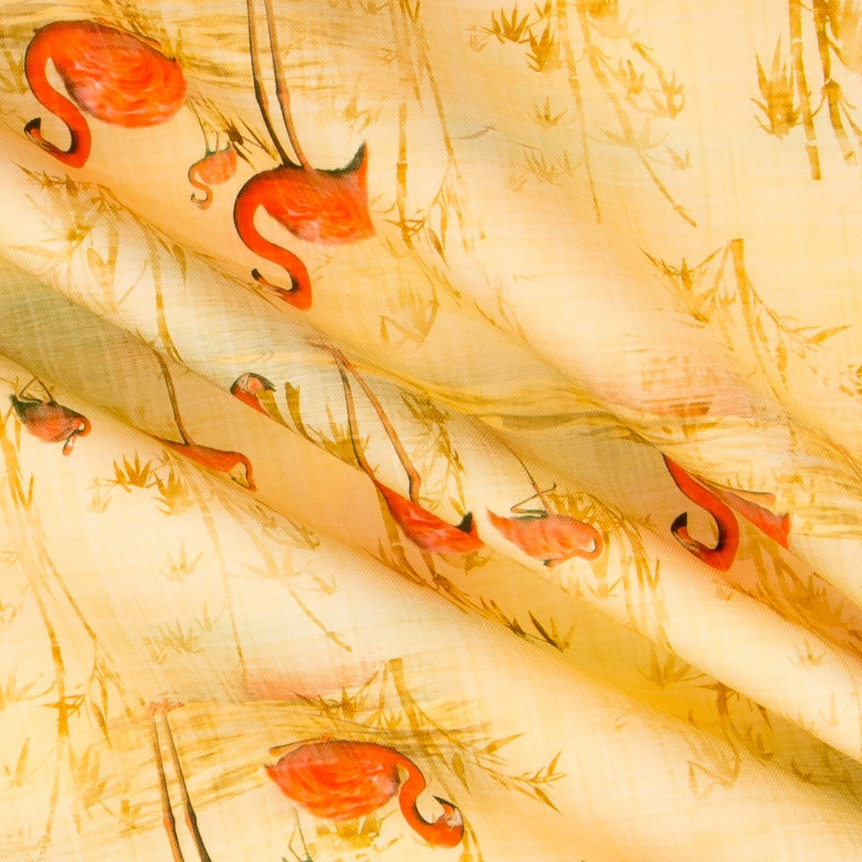 Loneta Algodón Flamencos Amarilla - Ribes y Casals