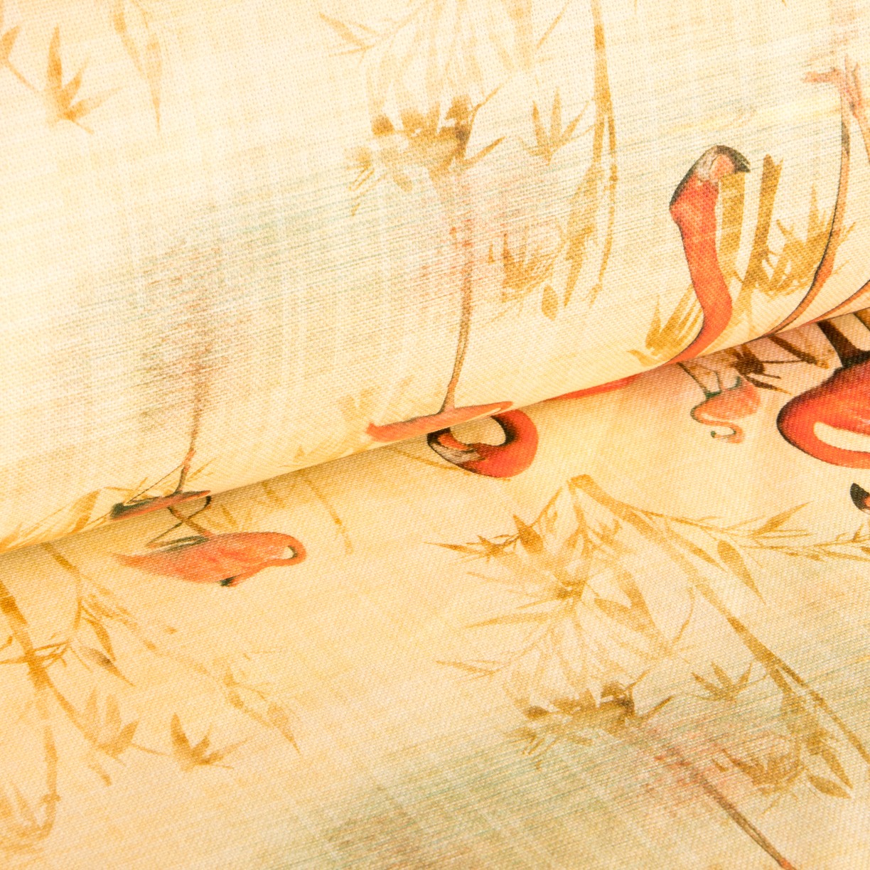 Loneta Algodón Flamencos Amarilla - Ribes y Casals