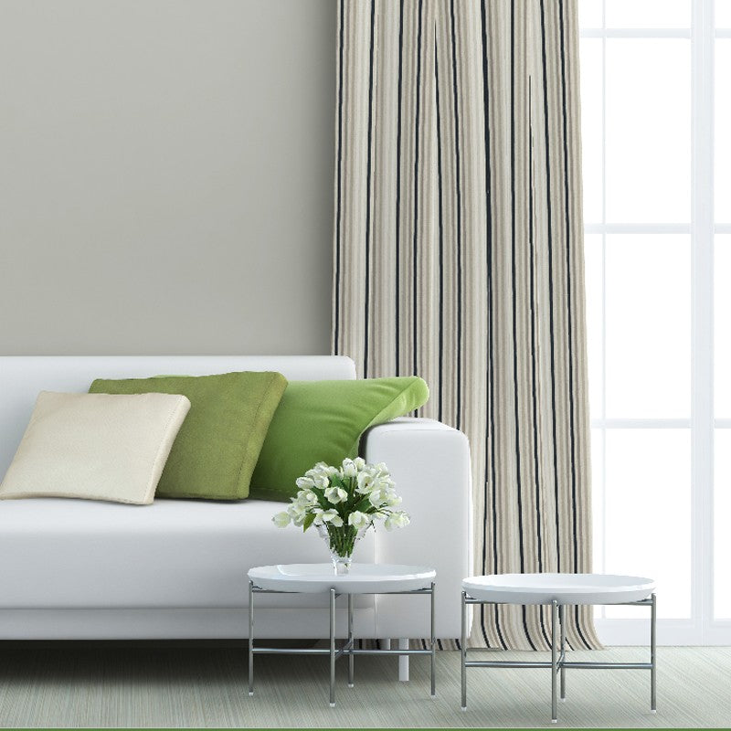 Loneta Cortina Rayada Beige Negra - Ribes y Casals