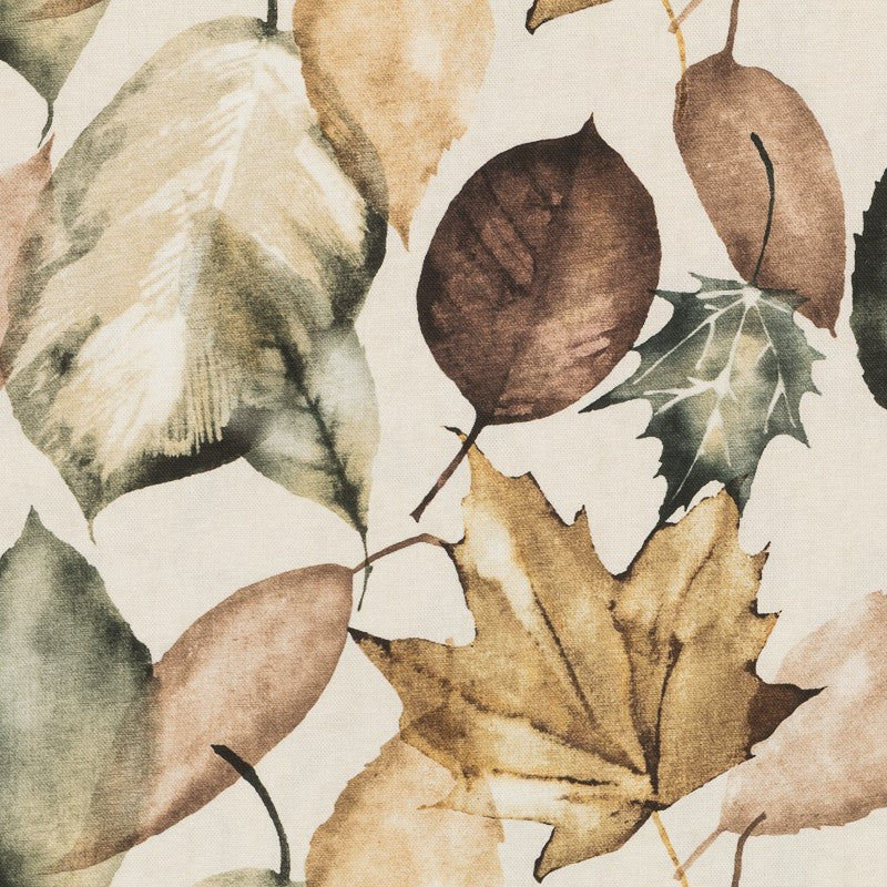 Loneta Estampada Algodón Hojas Beige - Ribes y Casals