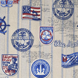 Loneta Estampada Blue Marlin Beige - Ribes y Casals