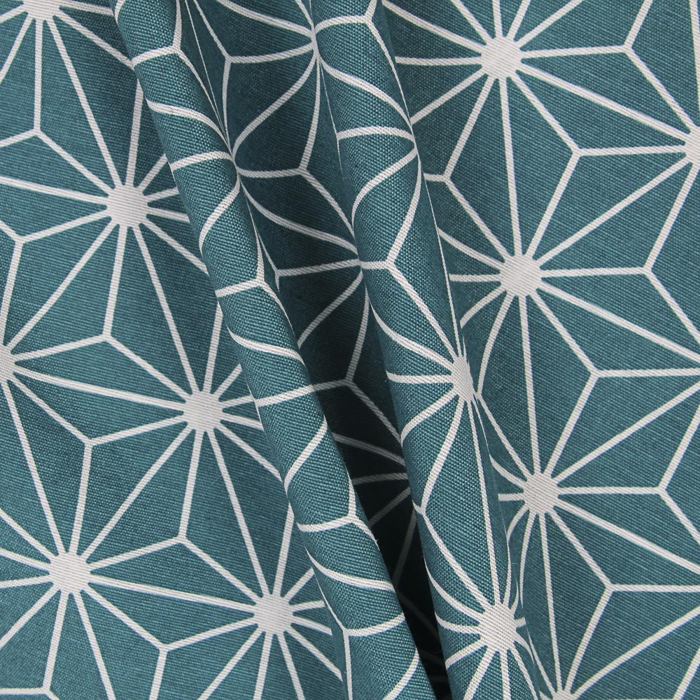 Loneta Estampada Estrella Geometric Aguamarina - Ribes y Casals