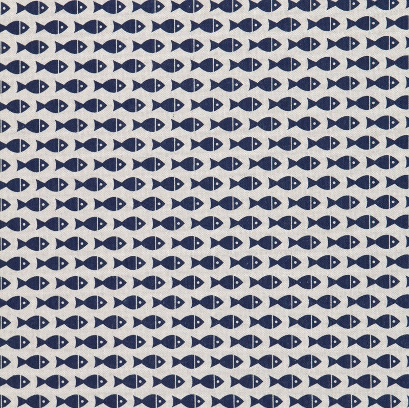 Loneta Estampada Fish Azul - Ribes y Casals