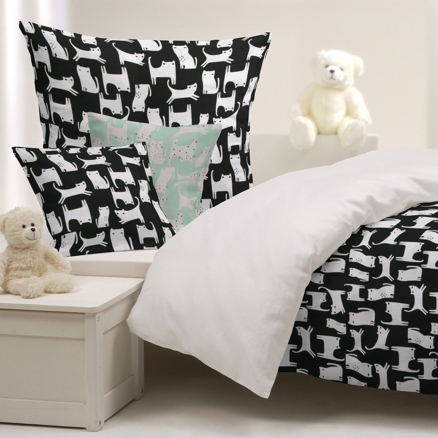 Loneta Estampada Gatitos Negra - Ribes y Casals