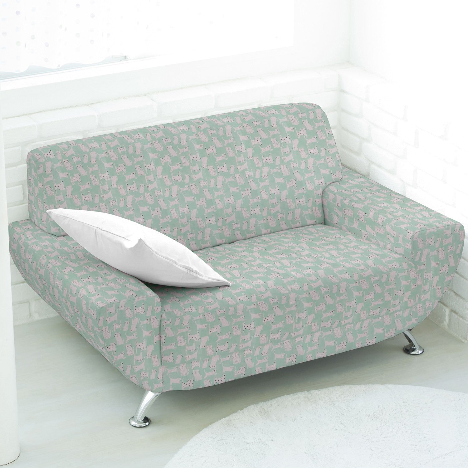 Loneta Estampada Gatitos Verde - Ribes y Casals