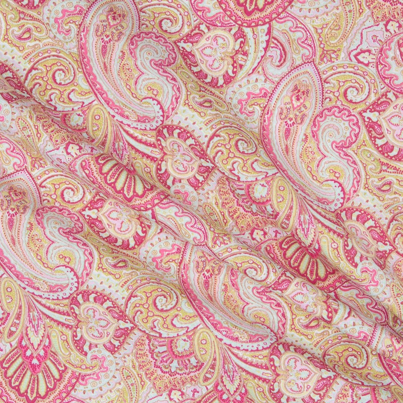 Loneta Estampada Nepal Fucsia - Ribes y Casals