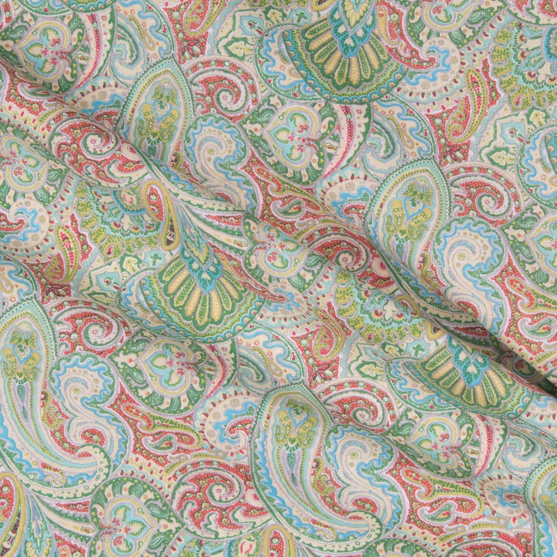 Loneta Estampada Nepal Verde - Ribes y Casals