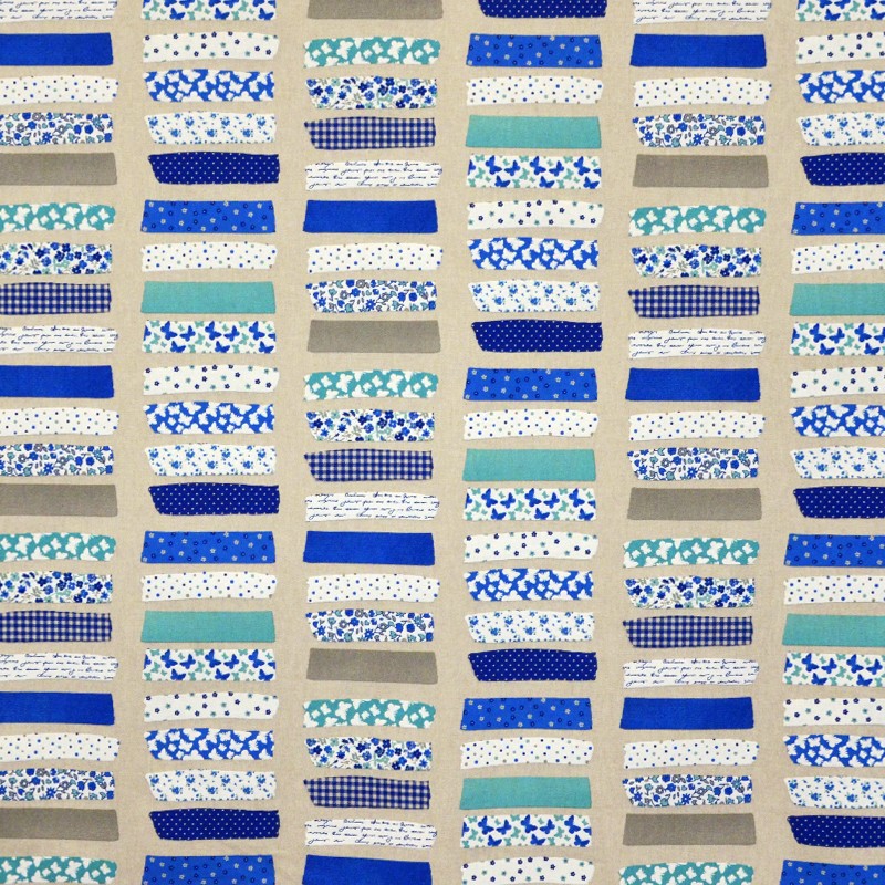 Loneta Estampada Patch Azul - Ribes y Casals
