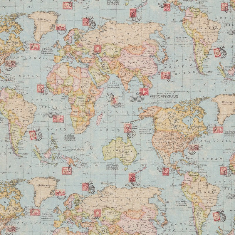 Loneta Mapa Mundo Azul - Ribes y Casals