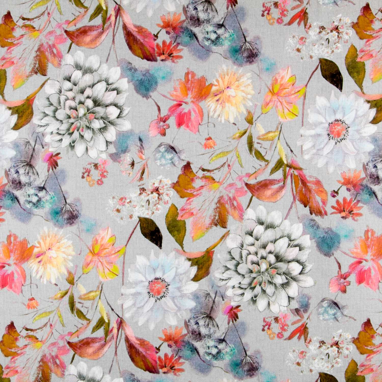 Loneta Panamá Floral Gris - Ribes y Casals