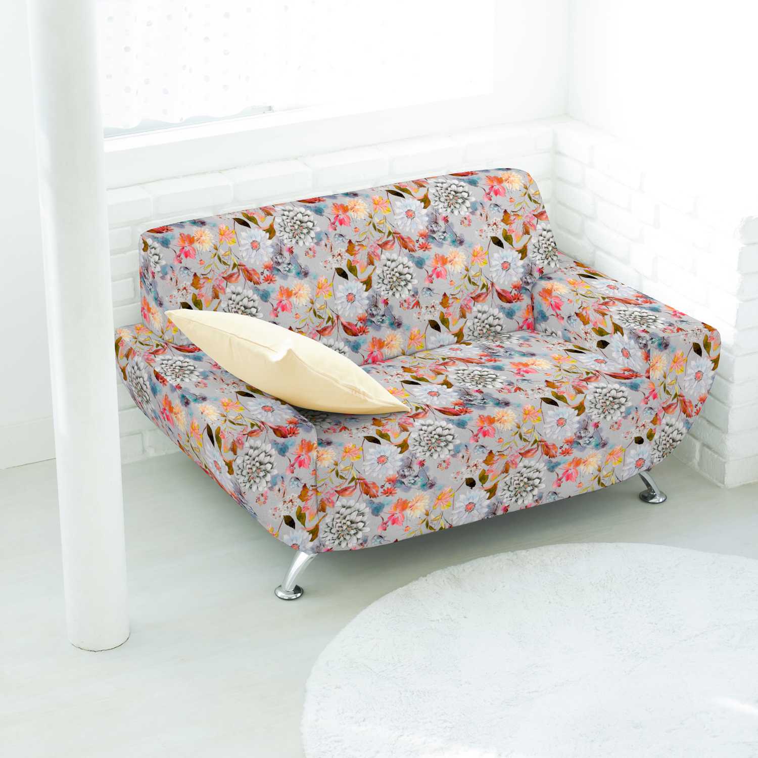 Loneta Panamá Floral Gris - Ribes y Casals