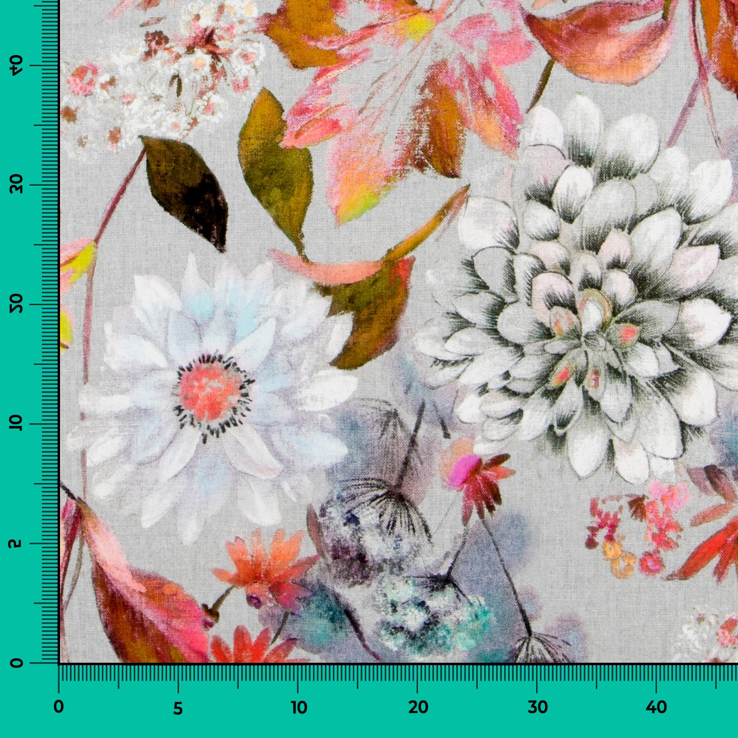 Loneta Panamá Floral Gris - Ribes y Casals