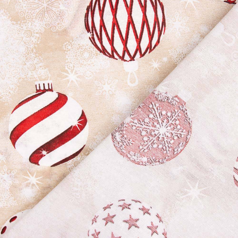 Loneta Navidad Bolas Crudo - Ribes y Casals