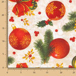Loneta Navidad Bolas Acebo Crudo - Ribes y Casals