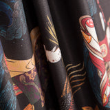 Retal Loneta Dragón Samuráis Negra 160x280 cm - Ribes y Casals