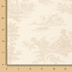 Loneta Estampada Algodón Toile De Jouy Beige - Ribes y Casals