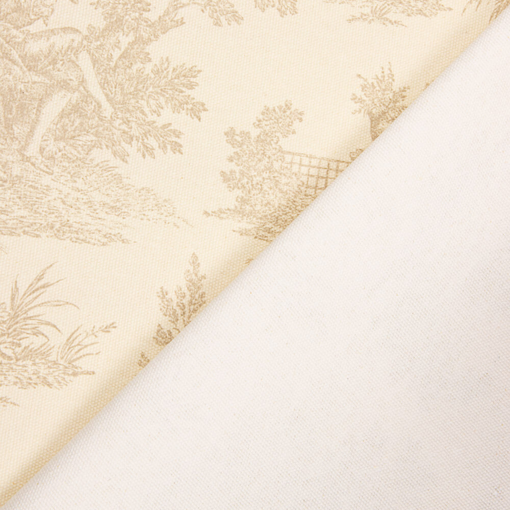 Loneta Estampada Algodón Toile De Jouy Beige - Ribes y Casals