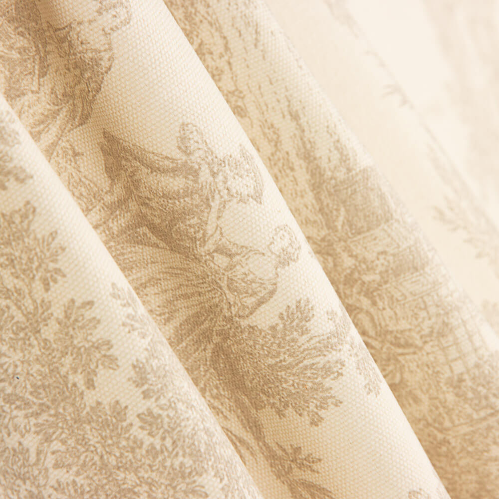 Loneta Estampada Algodón Toile De Jouy Beige - Ribes y Casals