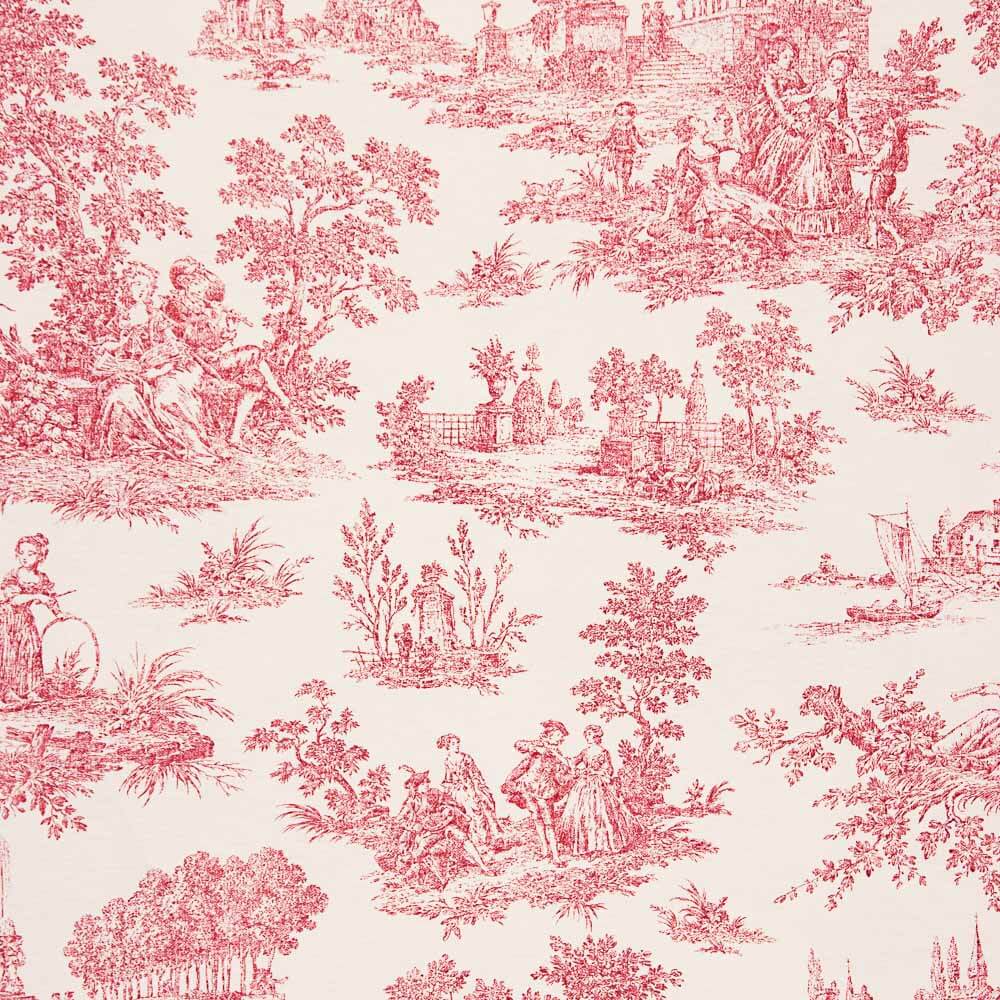 Loneta Estampada Algodón Toile De Jouy Rojo - Ribes y Casals