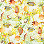 Loneta Estampada Aqua Amarillo - Ribes y Casals