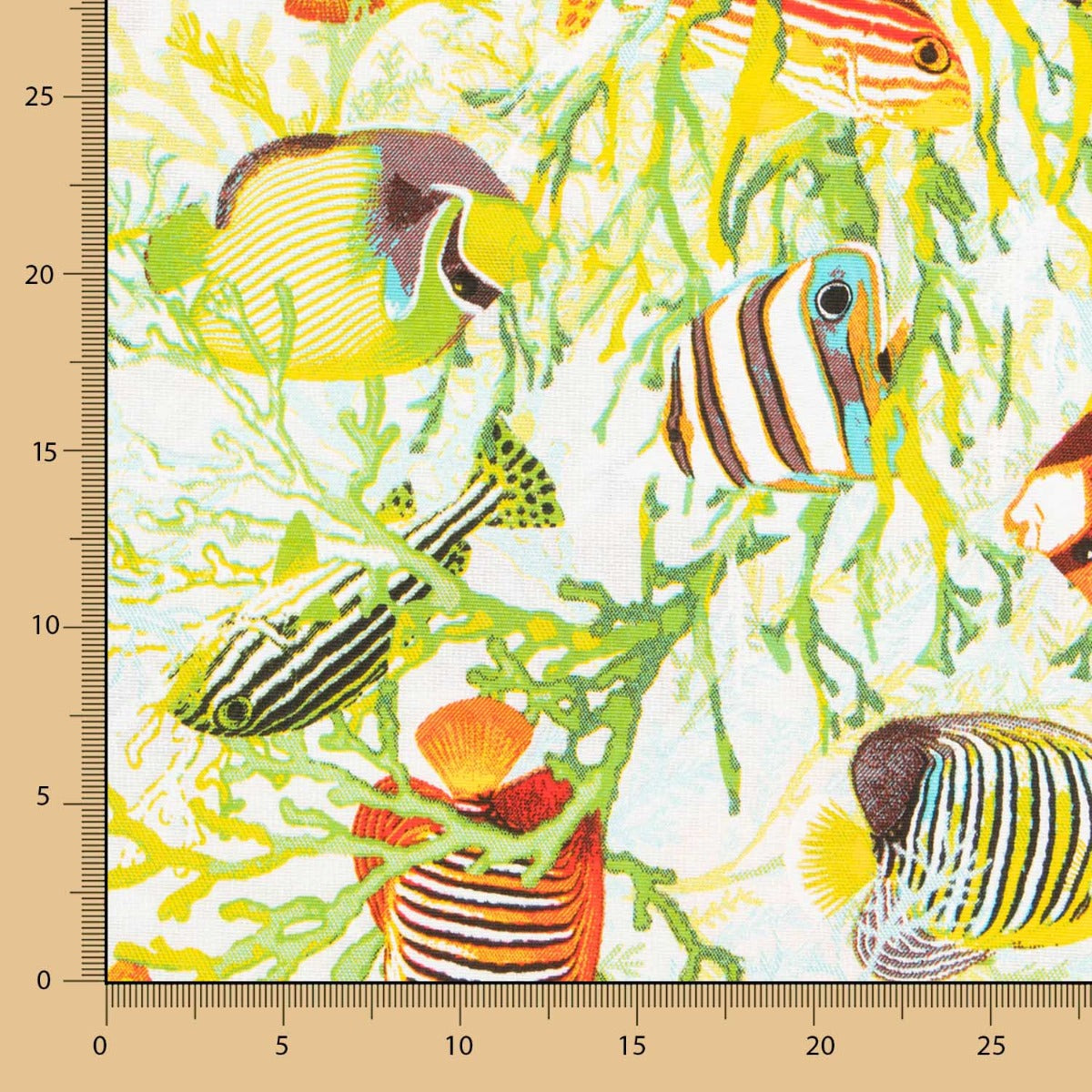 Loneta Estampada Aqua Amarillo - Ribes y Casals