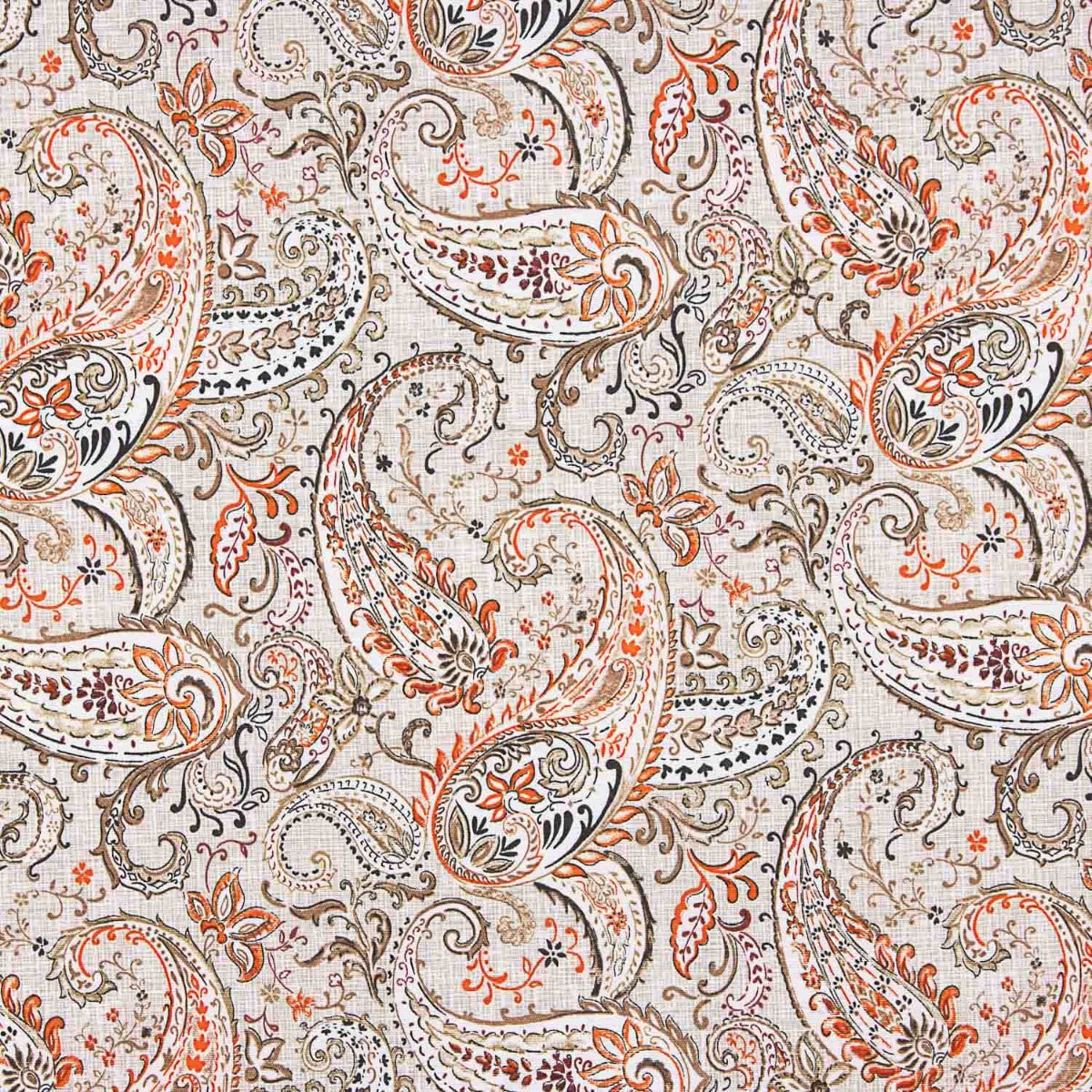 Loneta Estampada Cachemir Beige Naranja - Ribes y Casals