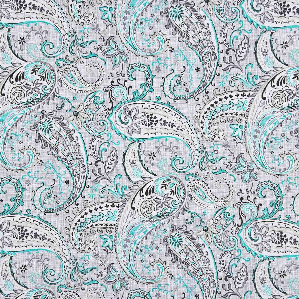 Loneta Estampada Cachemir Gris Turquesa - Ribes y Casals