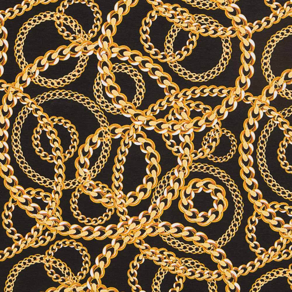 Loneta Estampada Cadenas Negro - Ribes y Casals