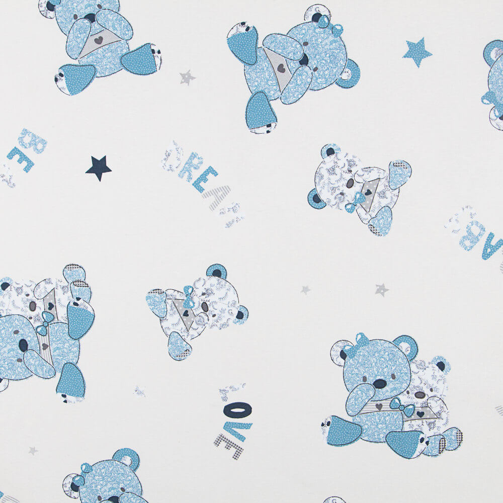 Loneta Estampada Teddy Bear Azul - Ribes y Casals