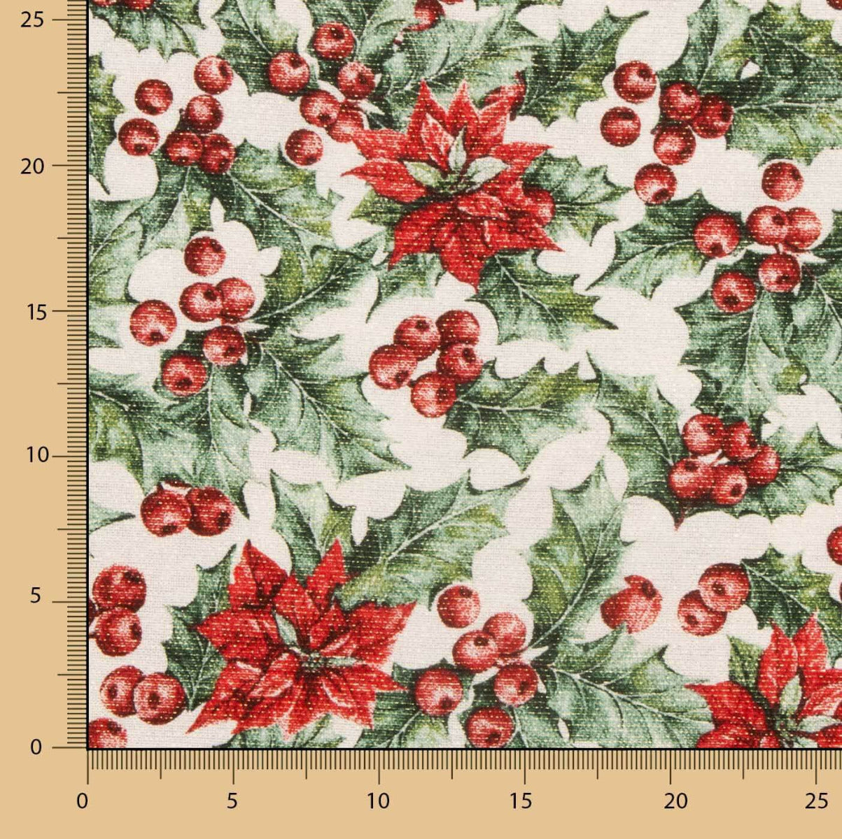 Loneta Navidad Acebo Crudo - Ribes y Casals