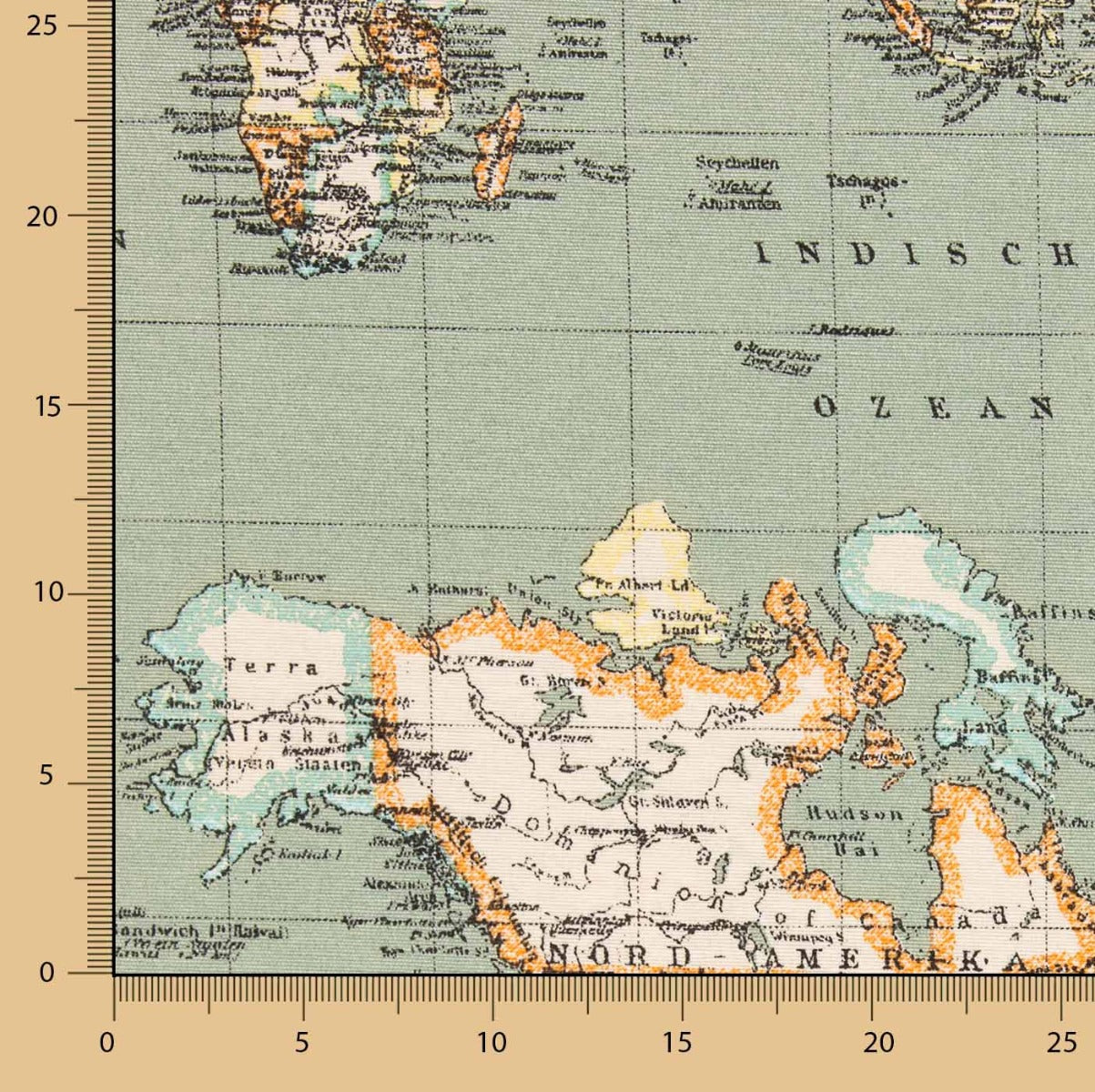 Loneta Mapamundi Turquesa - Ribes y Casals